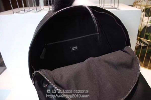 FENDI背包 BACKPACK系列黑色尼龍背包 同色系蟒蛇皮與凱門鱷魚皮 BAG BUGS眼睛圖案 芬迪男雙肩包  fdz2046
